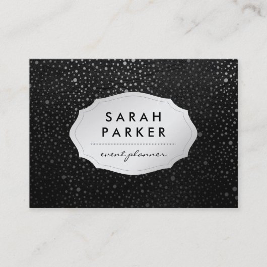 Nep zilveren label met chic metalen stippenpatroon (Voorkant)