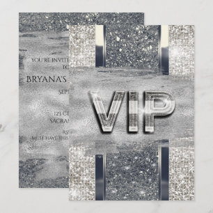 Nep Zilveren Metallic Glitters VIP-feestuitnodigin Kaart