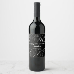 Nep zwart marmer textuur uitzicht - 40ste verjaard wijn etiket