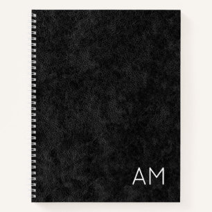 Nep zwartleren moderne monogram van twee letters notitieboek