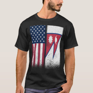Nepal Amerikaanse vlaggen trots VS Nepal T-shirt