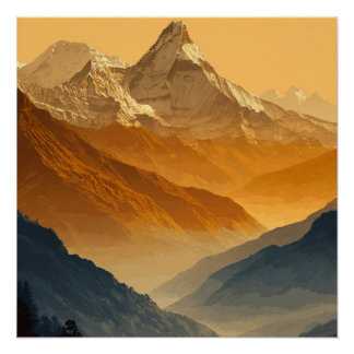 Nepal Annapurna Besneeuwde Bergketen  Perfect Poster
