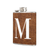 Nepal Bruin Leer Modern Monogram Heupfles (Links)