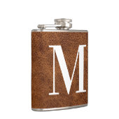 Nepal Bruin Leer Modern Monogram Heupfles (Rechts)