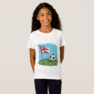Nepal flag and soccer ball t-shirt