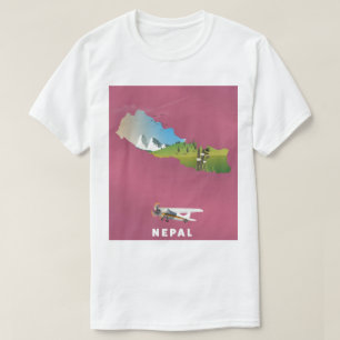 Nepal geïllustreerde kaart poster t-shirt