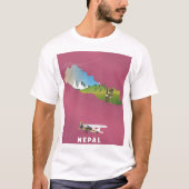 Nepal geïllustreerde kaart poster t-shirt (Voorkant)