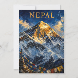 Nepal: Golden Sunrise Mount Everest Art Souvenir Kaart