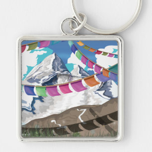 Nepal Himalaya gebeds vlaggen Reisposter Sleutelhanger