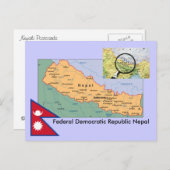 Nepal-kaart Briefkaart (Voorkant / Achterkant)