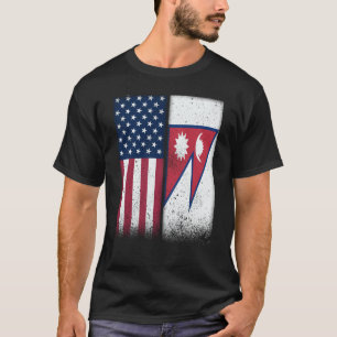 Nepal Nepal Amerikaanse Vlaggen Trots USA Nepal T-shirt