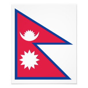 Nepal - Nepalese vlag Foto Afdruk