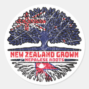Nepal Nieuw-Zeeland Nieuw-Zeeland - boomwortel Ronde Sticker