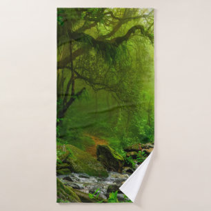 Nepal oerwoud met riverjungle, bos, grond, rivier, badhanddoek