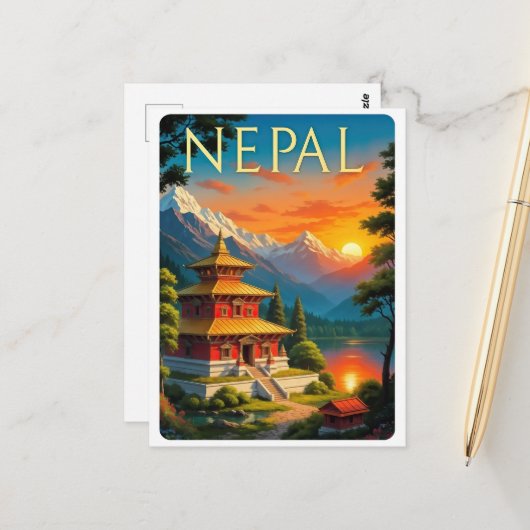 Nepal Reisposter Briefkaart (Voorkant / Achterkant in situ)
