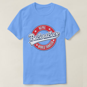 Nepal rugzakker wereldreiziger retro logo t-shirt