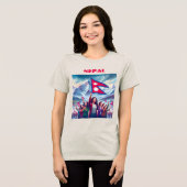 NEPAL Special  Blue Tourist Tri-Blend Shirt (Voorkant volledig)