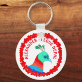 Nepal spiegelsymbool gepersonaliseerd in I Love Ne Sleutelhanger (Voorkant)