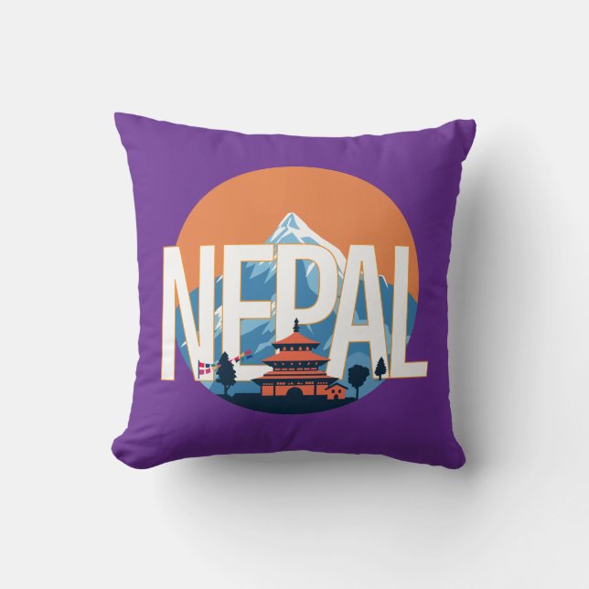Nepal Tempelberg Everest Kussen (Voorkant)