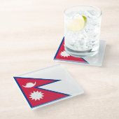 Nepal vlag glazen onderzetter (Schuin)