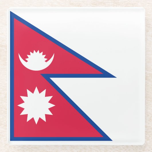 Nepal vlag glazen onderzetter (Voorkant)