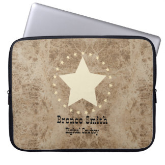 Nepalederen western look naam en titel laptop sleeve
