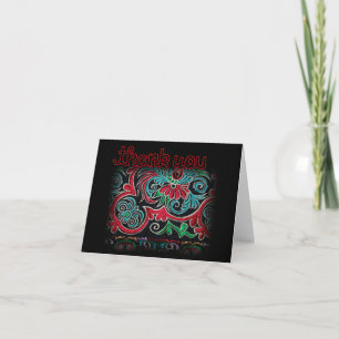 Nepalese borduurwerk bloemenpatroon dank u kaart