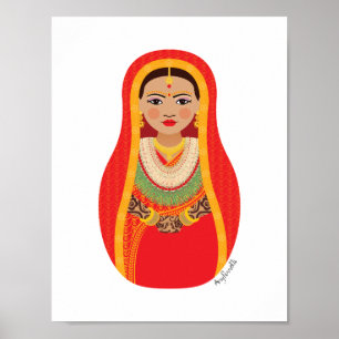 Nepalese Bruid Matryoshka Poster