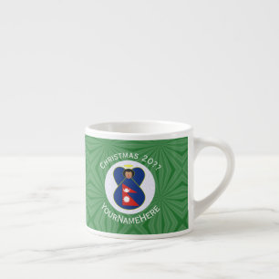 Nepalese engel kerst vlag gepersonaliseerd espresso kop
