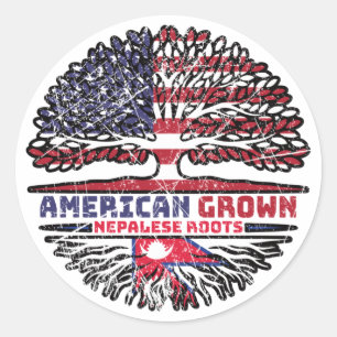 Nepalese Nepal US American USA United States Tree Ronde Sticker