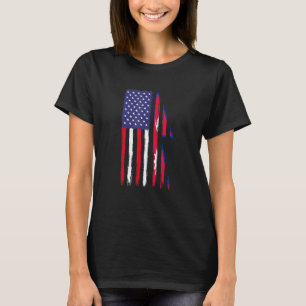 Nepalese rots halve Amerikaanse vlag Nepal T-shirt