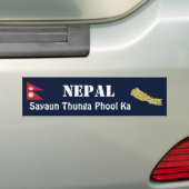 Nepalese vlag + kaartBumpersticker Bumpersticker (Op auto)