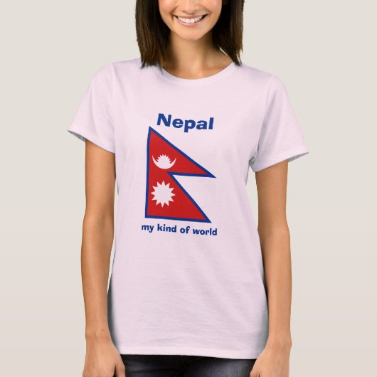 Nepalese vlag + map + tekst T-shirt (Voorkant)