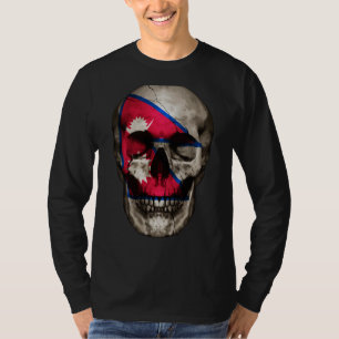 Nepalese vlag Schedel Nepalese wortels Trots Patri T-shirt