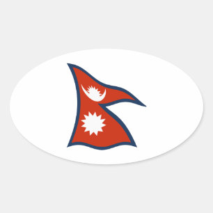 Nepalese Vlagsticker Ovale Sticker