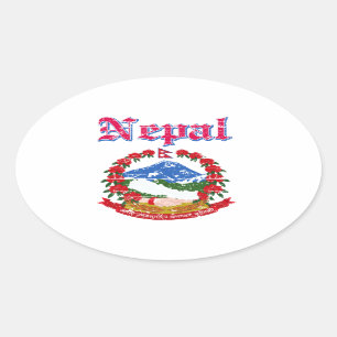 Nepalese wapenmantel design ovale sticker