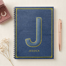 Nepalezenim Geel Stiksel Monogram J Naam Notitieboek