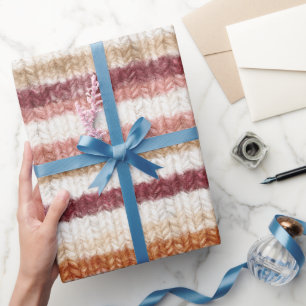 Nepbrei Rood Roze Wit Oranje Strepen Verjaardag Cadeaupapier