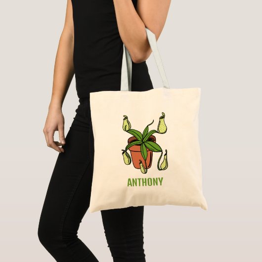 Nepenthes Pitcher Plant Illustration Personalized Tote Bag (Voorkant (product))