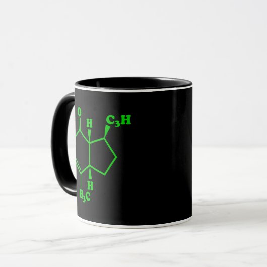 Nepetalacton Moleculaire chemische formule Mok (Voorkant links)
