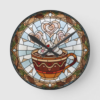 Nepglasschilderkunst Koffie Wandklok Ronde Klok