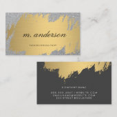 Nepgoud geborsteld witgrijs | Glitter Glans Visitekaartje (Voorkant / Achterkant)