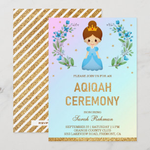 Nepgoud Glitter Lieve Blauwe Prinses Aqiqah Kaart