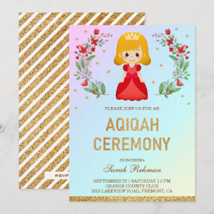Nepgoud Glitter Lieve Rode Prinses Aqiqah Kaart