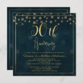 Nepgoud kalligrafie 50ste verjaardagsuitnodiging kaart (Voorkant / Achterkant)