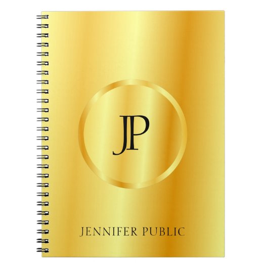 Nepgoud Metaalachtige Uitzicht Moderne Monogram Sj Notitieboek (Voorkant)