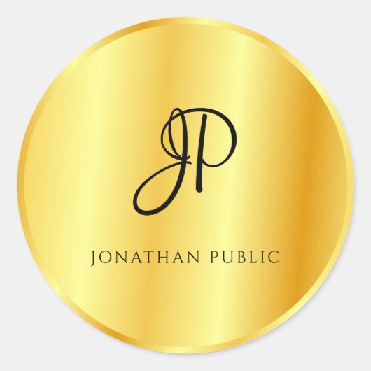 Nepgoud Metallic Uitzicht Gegraveerde Sjabloon Ronde Sticker (Voorkant)