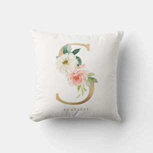 Nepgouden Folie Bloem Letter S Monogram Kinderkame Kussen