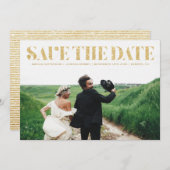 Nepgouden Glitter Typografie Foto Save the Date (Voorkant / Achterkant)