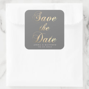 Nepgouden kalligrafie Save the Date-sticker Vierkante Sticker
